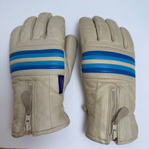 Vintage Conroy Ladies Leather Ski Gloves M Made in Japan 3M Thinsulate Beige
